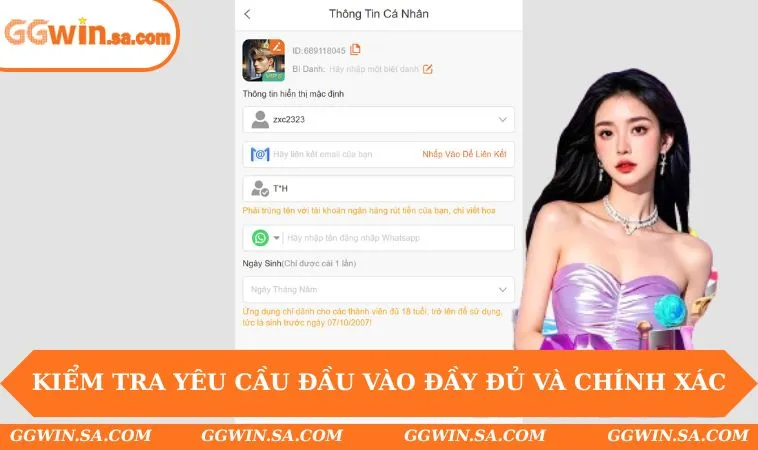 Kiểm tra yêu cầu đầu vào đầy đủ và chính xác