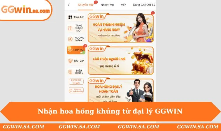 Đại Lý GGWIN 1 Nhận hoa hồng khủng từ đại lý GGWIN